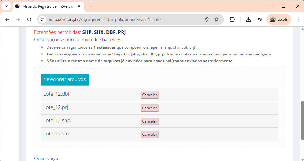 Sobre arquivos Shapefiles