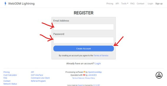 WebODM Lightning - Create account