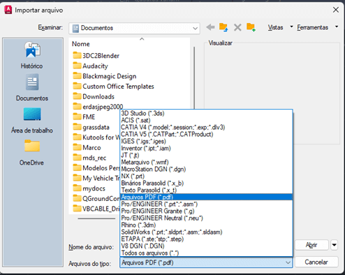 Importar Arquivos no AutoCAD