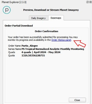 Planet Order Status panel