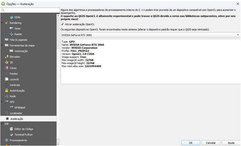 Aceleração de Hardware no QGIS